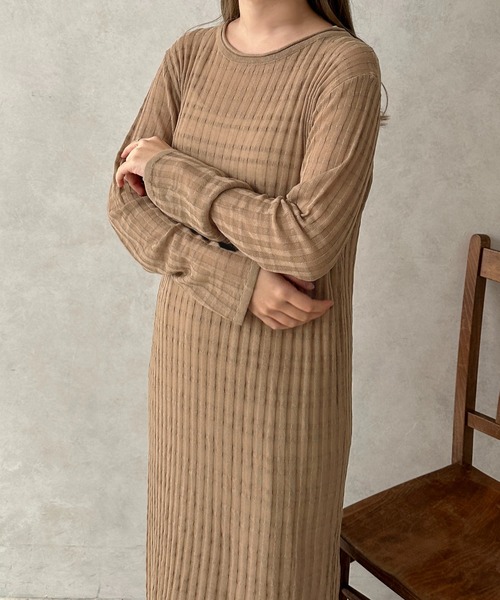 apres jour clair(アプレジュールクレア)の「【apres jour clair】シアーニットワンピース【ZOZOTOWN限定アイテム】(ワンピース・レディース・ピンク/アイボリー/ベージュ・フリー/X-LARGE)」の15枚目の写真