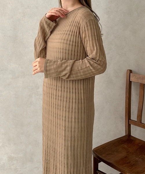 apres jour clair(アプレジュールクレア)の「【apres jour clair】シアーニットワンピース【ZOZOTOWN限定アイテム】(ワンピース・レディース・ピンク/アイボリー/ベージュ・フリー/X-LARGE)」の16枚目の写真