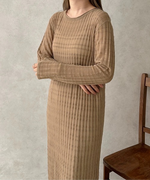 apres jour clair(アプレジュールクレア)の「【apres jour clair】シアーニットワンピース【ZOZOTOWN限定アイテム】(ワンピース・レディース・ピンク/アイボリー/ベージュ・フリー/X-LARGE)」の17枚目の写真