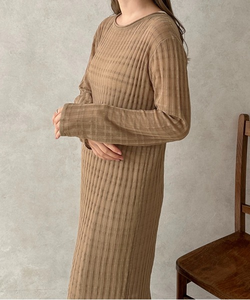 apres jour clair(アプレジュールクレア)の「【apres jour clair】シアーニットワンピース【ZOZOTOWN限定アイテム】(ワンピース・レディース・ピンク/アイボリー/ベージュ・フリー/X-LARGE)」の18枚目の写真