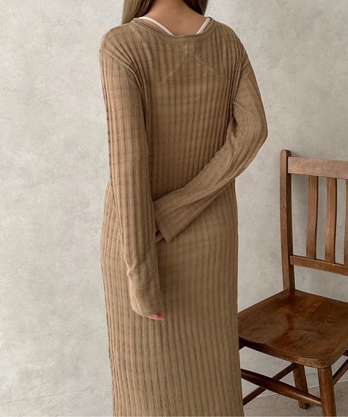 apres jour clair(アプレジュールクレア)の「【apres jour clair】シアーニットワンピース【ZOZOTOWN限定アイテム】(ワンピース・レディース・ピンク/アイボリー/ベージュ・フリー/X-LARGE)」の19枚目の写真