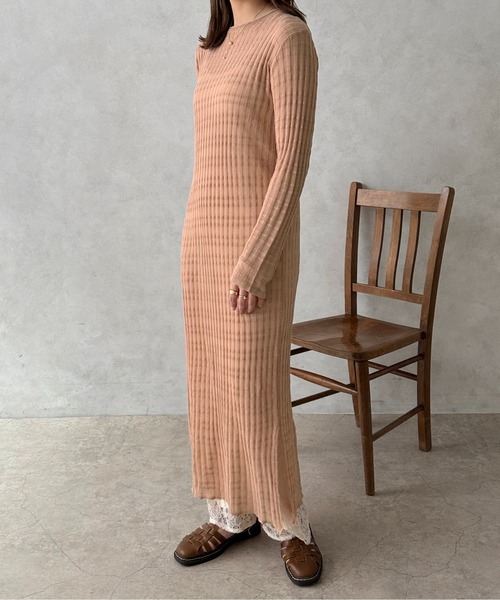 apres jour clair(アプレジュールクレア)の「【apres jour clair】シアーニットワンピース【ZOZOTOWN限定アイテム】(ワンピース・レディース・ピンク/アイボリー/ベージュ・フリー/X-LARGE)」の20枚目の写真