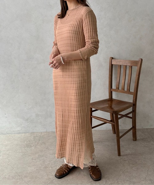 apres jour clair(アプレジュールクレア)の「【apres jour clair】シアーニットワンピース【ZOZOTOWN限定アイテム】(ワンピース・レディース・ピンク/アイボリー/ベージュ・フリー/X-LARGE)」の21枚目の写真