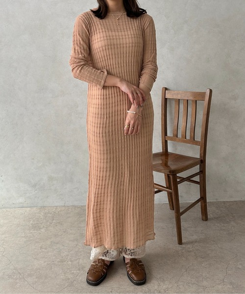 apres jour clair(アプレジュールクレア)の「【apres jour clair】シアーニットワンピース【ZOZOTOWN限定アイテム】(ワンピース・レディース・ピンク/アイボリー/ベージュ・フリー/X-LARGE)」の22枚目の写真