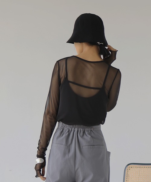 hellam（へラム）の「タイダイ柄 シアートップス（その他トップス・レディース・ベージュ/ブラック/グレー・FREE）」の2枚目の写真