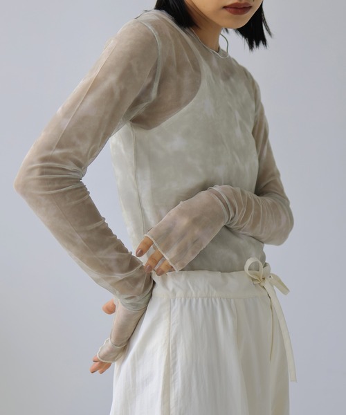 hellam（へラム）の「タイダイ柄 シアートップス（その他トップス・レディース・ベージュ/ブラック/グレー・FREE）」の5枚目の写真