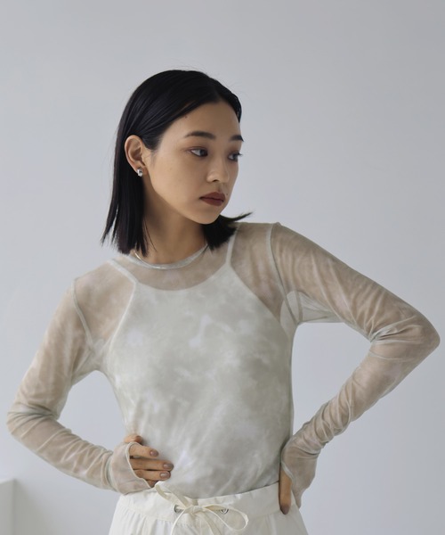 hellam（へラム）の「タイダイ柄 シアートップス（その他トップス・レディース・ベージュ/ブラック/グレー・FREE）」の9枚目の写真