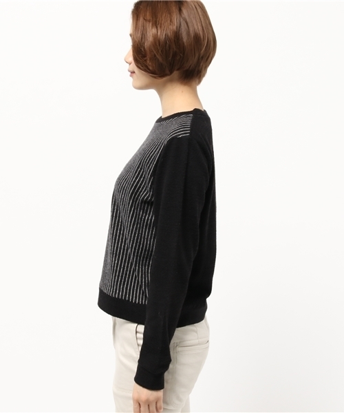 OUTLET(アウトレット)の「【Discoat】チョビ杢ピンスト切替プルオーバー(Tシャツ/カットソー・レディース・ネイビー/ブラック/レッド・FREE)」の8枚目の写真
