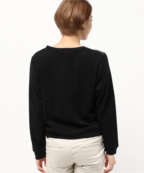 OUTLET(アウトレット)の「【Discoat】チョビ杢ピンスト切替プルオーバー(Tシャツ/カットソー・レディース・ネイビー/ブラック/レッド・FREE)」の9枚目の写真