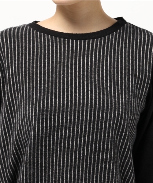 OUTLET(アウトレット)の「【Discoat】チョビ杢ピンスト切替プルオーバー(Tシャツ/カットソー・レディース・ネイビー/ブラック/レッド・FREE)」の10枚目の写真