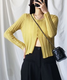 me+em select（ミームセレクト）の「※【 11 color 】ニュアンスカラースリットシアーリブニット ／  nuance color slit sheer lib knit（カーディガン/ボレロ）」