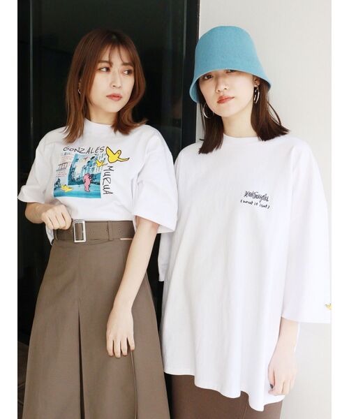 Mark Gonzales（マーク・ゴンザレス）の「MURUA×(What it isNt)ART BY MARK GONZALES バックプリントビッグTシャツ（Tシャツ/カットソー・レディース・ホワイト/ダークグレー・FREE）」の5枚目の写真