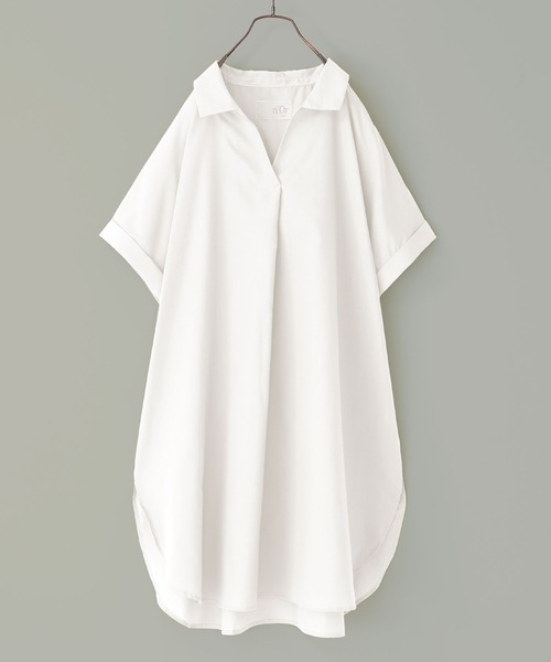 n'OrLABEL（ノアールレーベル）の「『スキッパーチュニック丈シャツブラウス』（シャツ/ブラウス・レディース・オフホワイト/ブラック/グレー/イエロー・FREE）」の2枚目の写真