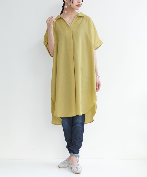 n'OrLABEL（ノアールレーベル）の「『スキッパーチュニック丈シャツブラウス』（シャツ/ブラウス・レディース・オフホワイト/ブラック/グレー/イエロー・FREE）」の7枚目の写真