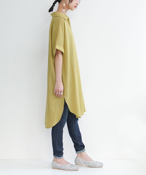 n'OrLABEL（ノアールレーベル）の「『スキッパーチュニック丈シャツブラウス』（シャツ/ブラウス・レディース・オフホワイト/ブラック/グレー/イエロー・FREE）」の9枚目の写真