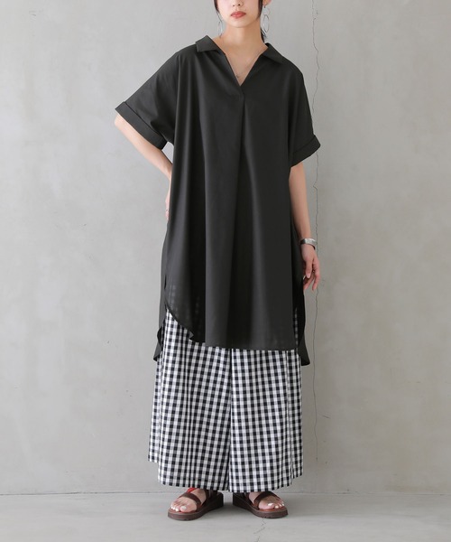 n'OrLABEL（ノアールレーベル）の「『スキッパーチュニック丈シャツブラウス』（シャツ/ブラウス・レディース・オフホワイト/ブラック/グレー/イエロー・FREE）」の11枚目の写真