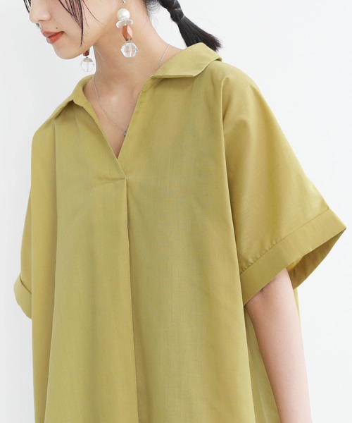 n'OrLABEL（ノアールレーベル）の「『スキッパーチュニック丈シャツブラウス』（シャツ/ブラウス・レディース・オフホワイト/ブラック/グレー/イエロー・FREE）」の6枚目の写真