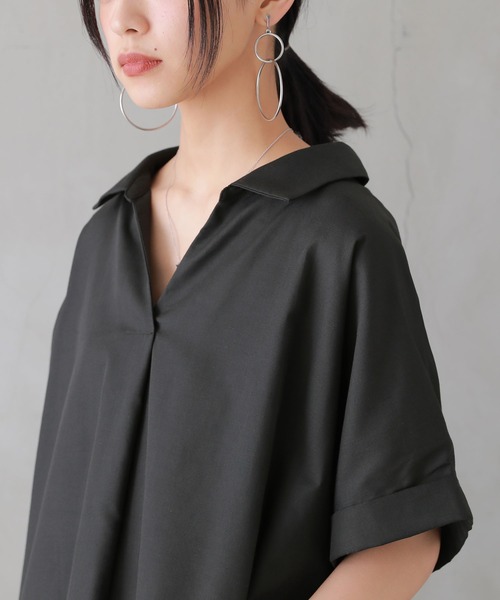 n'OrLABEL（ノアールレーベル）の「『スキッパーチュニック丈シャツブラウス』（シャツ/ブラウス・レディース・オフホワイト/ブラック/グレー/イエロー・FREE）」の10枚目の写真