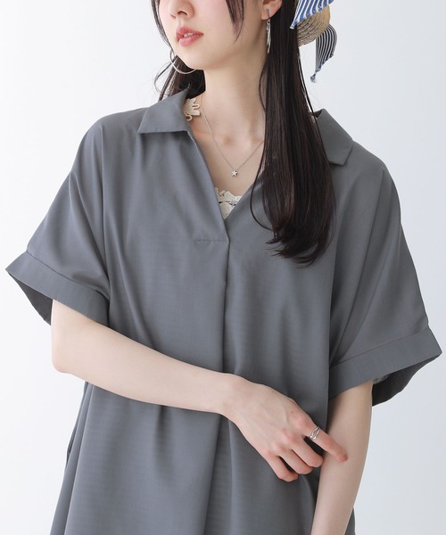 n'OrLABEL（ノアールレーベル）の「『スキッパーチュニック丈シャツブラウス』（シャツ/ブラウス・レディース・オフホワイト/ブラック/グレー/イエロー・FREE）」の14枚目の写真