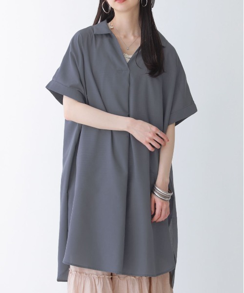 n'OrLABEL（ノアールレーベル）の「『スキッパーチュニック丈シャツブラウス』（シャツ/ブラウス・レディース・オフホワイト/ブラック/グレー/イエロー・FREE）」の13枚目の写真