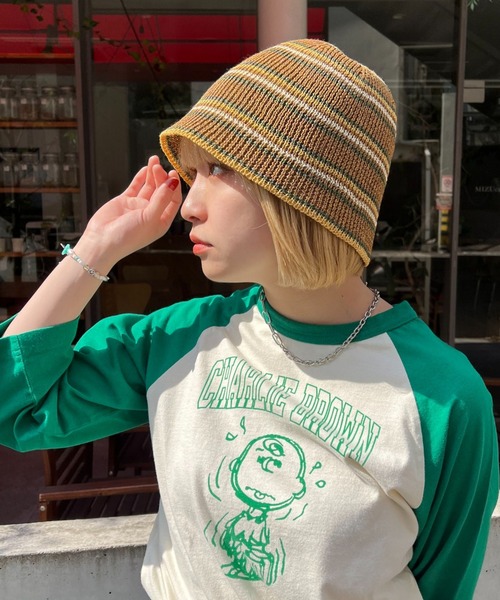 CIAOPANIC（チャオパニック）の「ボーダーサーモハット（ハット・レディース・ブラウン/アイボリー・FREE）」の8枚目の写真