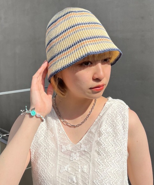 CIAOPANIC（チャオパニック）の「ボーダーサーモハット（ハット・レディース・ブラウン/アイボリー・FREE）」の3枚目の写真