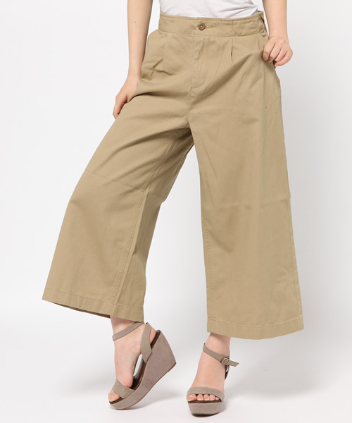 Kastane(カスタネ)の「【Kastane】後ろリボンチノワイドパンツ(その他パンツ・レディース・ベージュ/カーキ/ネイビー・FREE)」の1枚目の写真