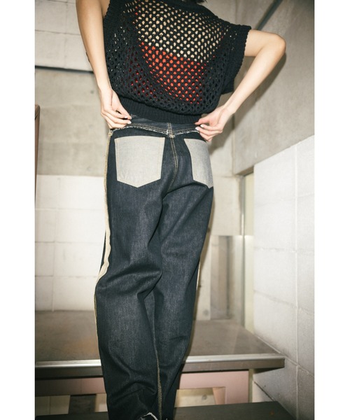 SLY（スライ）の「GRID MESH VEST グリッド メッシュ ベスト ノースリーブ シアー 透け クロシェニット（ベスト・レディース・ブルー系その他/ブラック・FREE）」の8枚目の写真