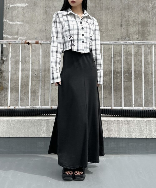 LVEU.(ラブユ.)の「【ZOZOTOWN限定】Lace-up design cropped check shirt / レースアップデザインクロップドチェックシャツ(シャツ/ブラウス・レディース・ブラック/ホワイト/ブラウン・FREE)」の21枚目の写真