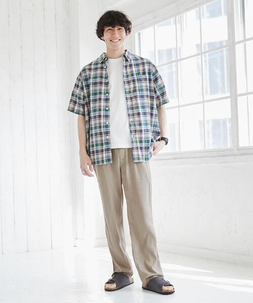 coen（コーエン）の「マドラスチェックショートスリーブシャツ（シャツ/ブラウス・メンズ・ダークグリーン/ネイビー・S/M/L/XL）」の7枚目の写真