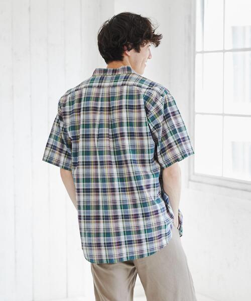 coen（コーエン）の「マドラスチェックショートスリーブシャツ（シャツ/ブラウス・メンズ・ダークグリーン/ネイビー・S/M/L/XL）」の11枚目の写真