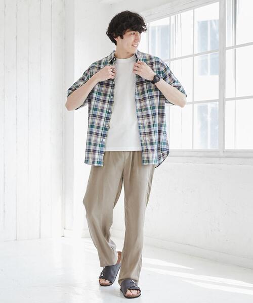 coen（コーエン）の「マドラスチェックショートスリーブシャツ（シャツ/ブラウス・メンズ・ダークグリーン/ネイビー・S/M/L/XL）」の12枚目の写真