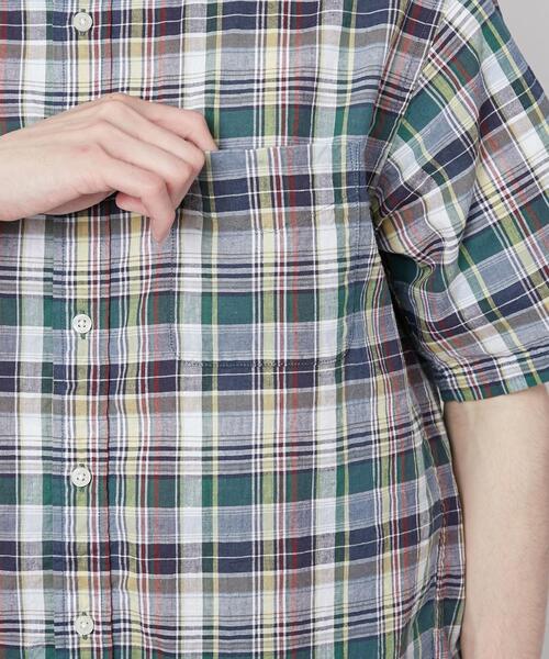 coen（コーエン）の「マドラスチェックショートスリーブシャツ（シャツ/ブラウス・メンズ・ダークグリーン/ネイビー・S/M/L/XL）」の16枚目の写真