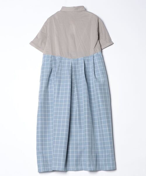 sandy（サンディー）の「sandy/切替レギュラーカラーシャツOP（シャツワンピース・レディース・グレイッシュベージュ/ブラック/ブルー系その他・FREE）」の4枚目の写真