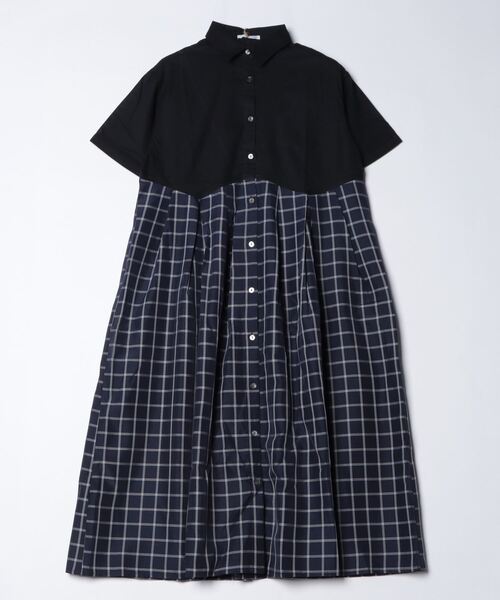 sandy（サンディー）の「sandy/切替レギュラーカラーシャツOP（シャツワンピース・レディース・グレイッシュベージュ/ブラック/ブルー系その他・FREE）」の5枚目の写真