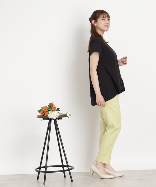 DRESKIP（ドレスキップ）の「◆裾異素材&フレア ふんわりトップス（Tシャツ/カットソー・レディース・オフホワイト/オリーブ/ブルー/ブラック・02/03/04）」の19枚目の写真