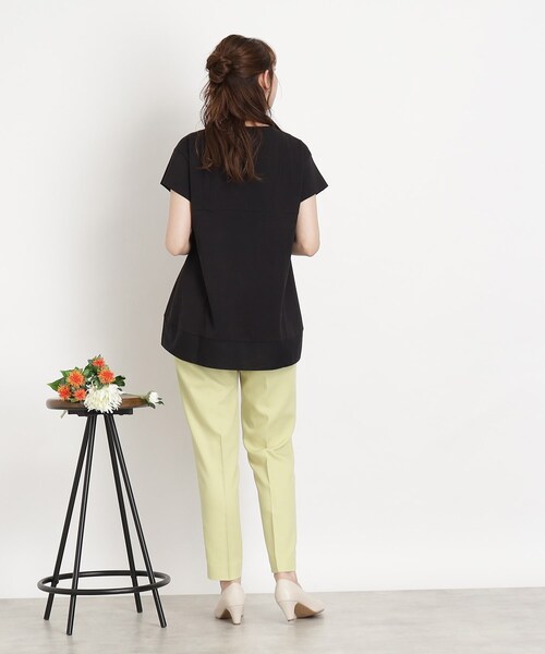 DRESKIP（ドレスキップ）の「◆裾異素材&フレア ふんわりトップス（Tシャツ/カットソー・レディース・オフホワイト/オリーブ/ブルー/ブラック・02/03/04）」の12枚目の写真