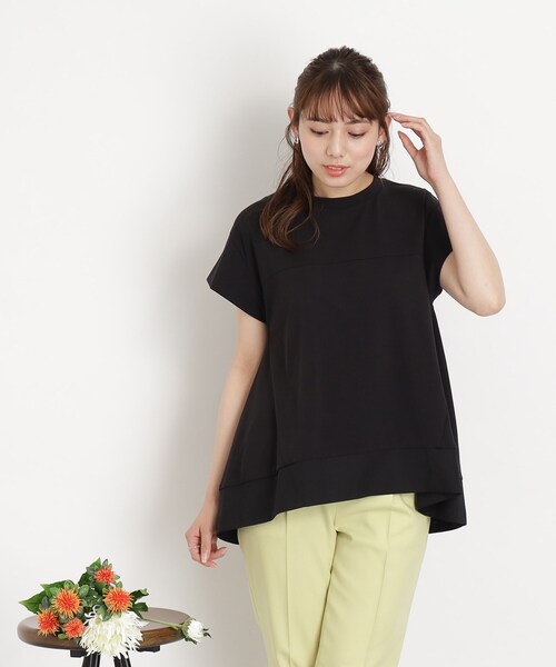 DRESKIP（ドレスキップ）の「◆裾異素材&フレア ふんわりトップス（Tシャツ/カットソー・レディース・オフホワイト/オリーブ/ブルー/ブラック・02/03/04）」の16枚目の写真