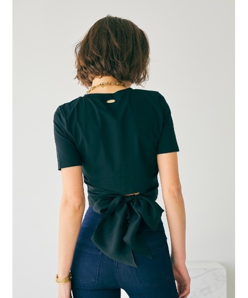 Soir,5 COCOTTE PARIS(ソワールイブニングココットパリ)の「バックリボンTシャツ(Tシャツ/カットソー・レディース・ブラック/ネイビー/ホワイト・MEDIUM/SMALL)」の3枚目の写真