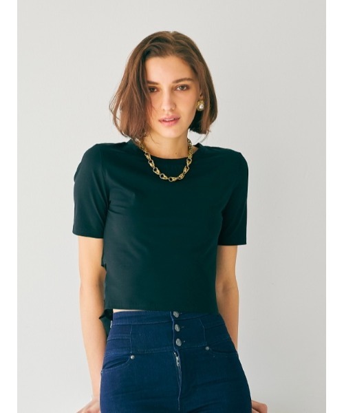 Soir,5 COCOTTE PARIS(ソワールイブニングココットパリ)の「バックリボンTシャツ(Tシャツ/カットソー・レディース・ブラック/ネイビー/ホワイト・MEDIUM/SMALL)」の4枚目の写真