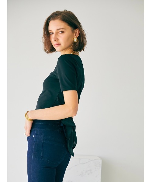 Soir,5 COCOTTE PARIS(ソワールイブニングココットパリ)の「バックリボンTシャツ(Tシャツ/カットソー・レディース・ブラック/ネイビー/ホワイト・MEDIUM/SMALL)」の6枚目の写真