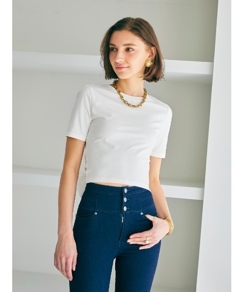 Soir,5 COCOTTE PARIS(ソワールイブニングココットパリ)の「バックリボンTシャツ(Tシャツ/カットソー・レディース・ブラック/ネイビー/ホワイト・MEDIUM/SMALL)」の11枚目の写真