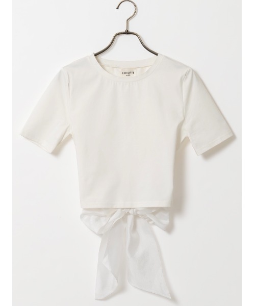 Soir,5 COCOTTE PARIS(ソワールイブニングココットパリ)の「バックリボンTシャツ(Tシャツ/カットソー・レディース・ブラック/ネイビー/ホワイト・MEDIUM/SMALL)」の20枚目の写真