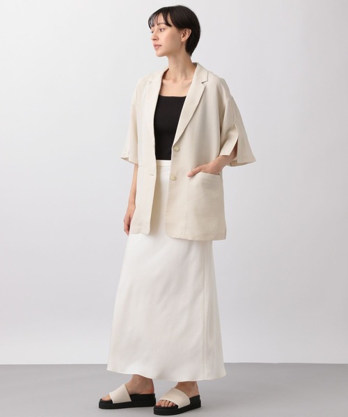 A part by(アパートバイ)の「サテンナローマキシスカート(スカート・レディース・ブラック/オフホワイト・MEDIUM/LARGE)」の8枚目の写真
