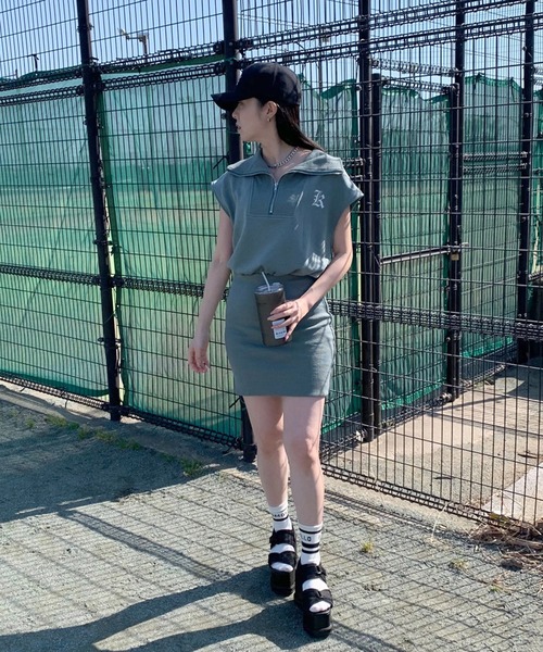 non-hedge（ノンヘッジ）の「ZIPフレンチタイトミニワンピース（ワンピース・レディース・ピンク/グレー/ブルーグリーン/ブラック・F）」の9枚目の写真