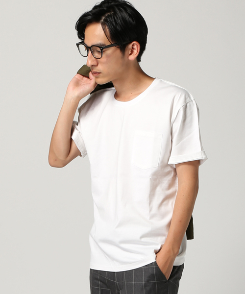 EDIFICE(エディフィス)の「◇ダブルシルケットクルーネックTシャツ(Tシャツ/カットソー・メンズ・チャコールグレー/ホワイト/カーキ/ネイビー・44/46/48)」の2枚目の写真