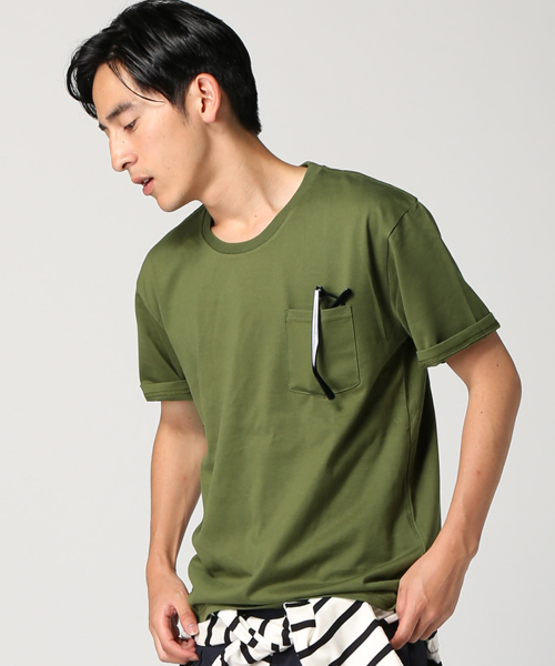 EDIFICE(エディフィス)の「◇ダブルシルケットクルーネックTシャツ(Tシャツ/カットソー・メンズ・チャコールグレー/ホワイト/カーキ/ネイビー・44/46/48)」の3枚目の写真