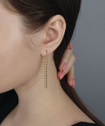 【金属アレルギー対応】 ライス メタルボール チェーン ロングピアス / サージカルステンレス 316L