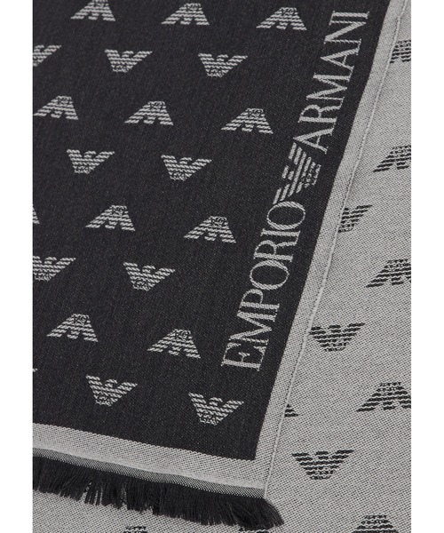 EMPORIO ARMANI(エンポリオアルマーニ)の「【エンポリオ アルマーニ】ウールスカーフ 全面ジャカードイーグルロゴ(マフラー・メンズ・ブラック/ブルー系その他・FREE)」の2枚目の写真