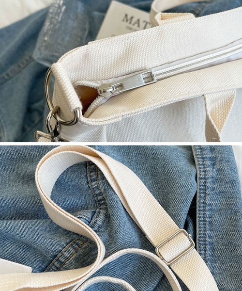 florist（フローリスト）の「【2WAY/3WAY】【軽量】シンプルカジュアルなキャンバストートバッグ/ショルダーバッグ/マザーズバッグ（トートバッグ・レディース・オフホワイト/ブラック/ベージュ・FREE）」の16枚目の写真